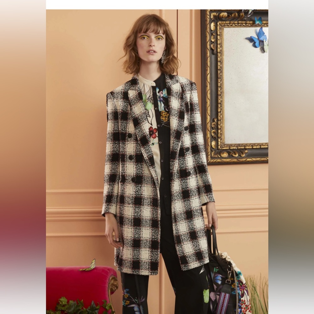 ETRO Woven Check Double-Breasted Coat NWT retails $2000